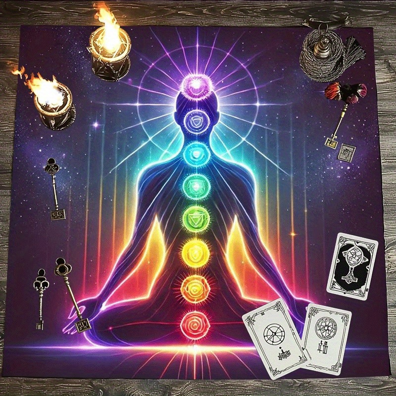 Home Textiles News - 1 Stück Chakra-Energie-Meditations-Tarot-Tischdecke, Altartuch für Wahrsagerei,