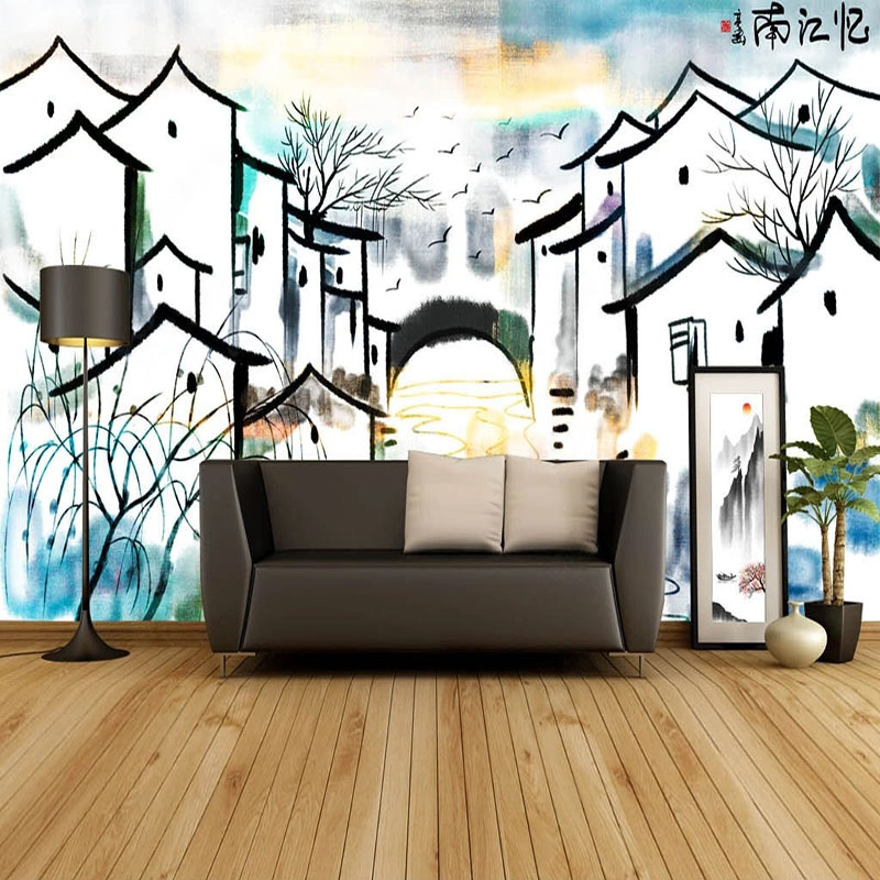 Home Textiles City - Benutzerdefinierte Wandbild Tapete Chinesischen Stil Abstrakte