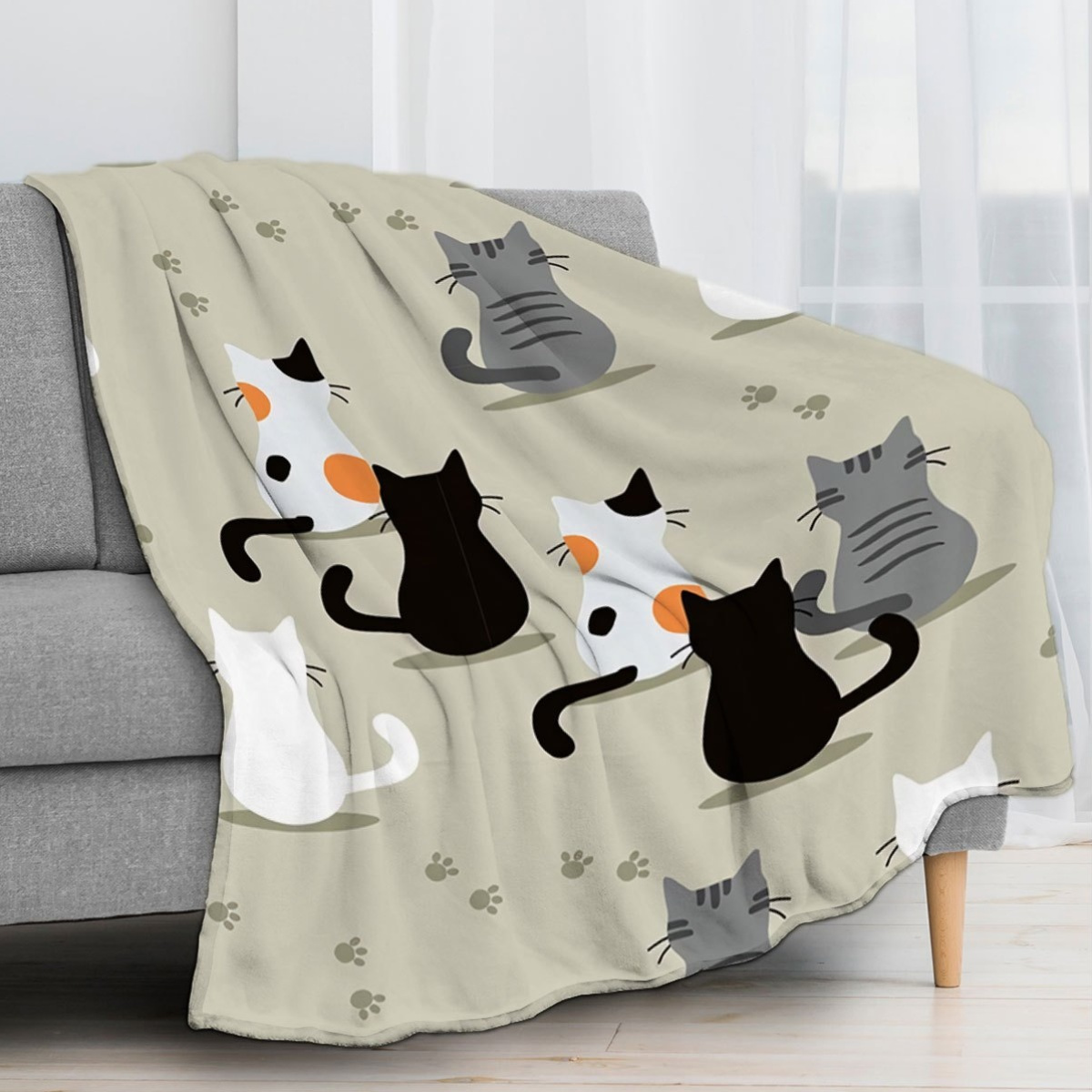Your Home Textiles - Decke mit Katzenmuster, perfekt zum Mitbringen