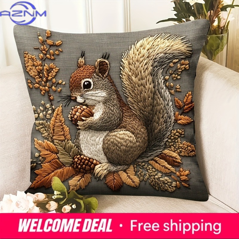 Your Home Textiles - Eichhörnchen-Kissenbezug: Naturkunst für Ihr Zuhause, Sofakissenbezug,