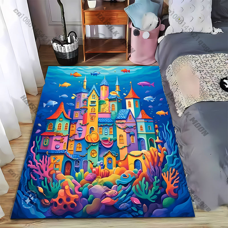 Home Textiles City - Unterwasserstadt mit lebendigen Farben, Teppich, Yoga,