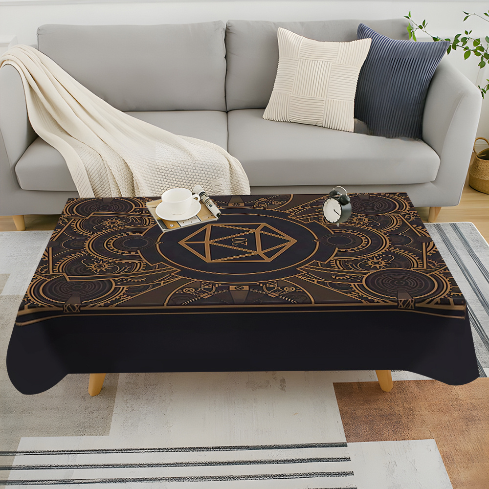 Home Textiles And Decor - Steampunk-Tischdecke mit schwarzem goldenem Zahnradmuster –
