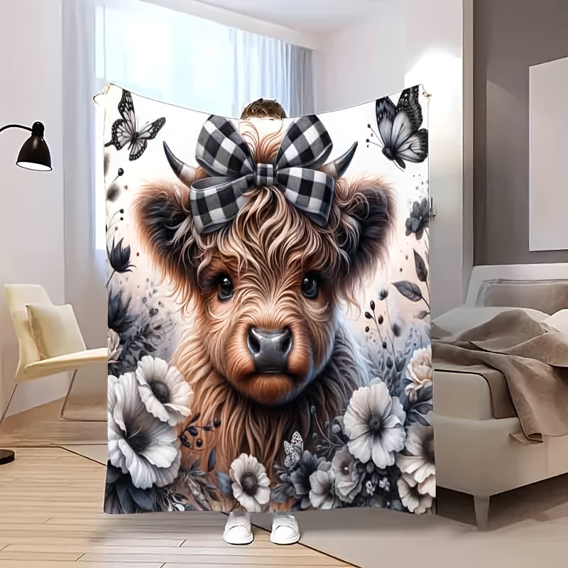 Highland Home Textiles - Highland Cow Plaid Decke – süßer