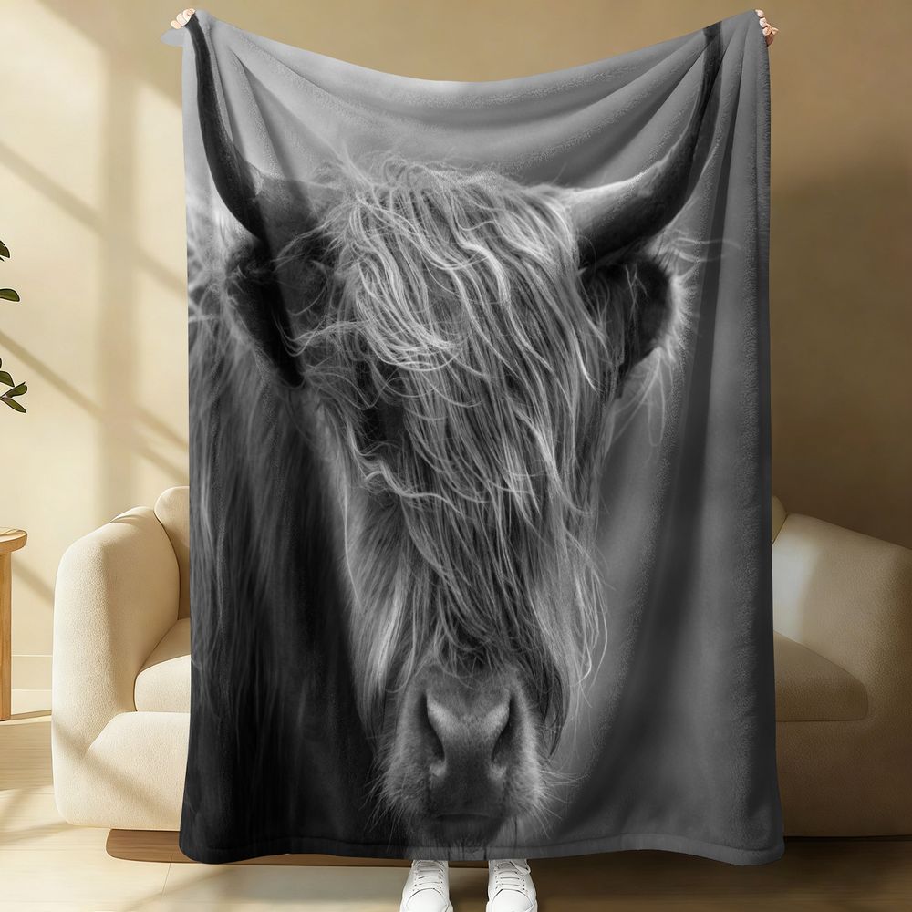 Highland Home Textiles - Highland-Kuh-Wurfdecke, Flanelldecke, weiche, flauschige, warme Bett-