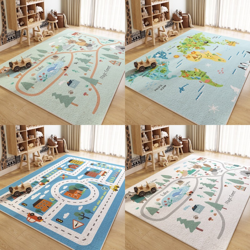 Home Textiles City - Kinder-Lernteppiche Kollektion Weltkarte Stadtstraßen Magischer Wald