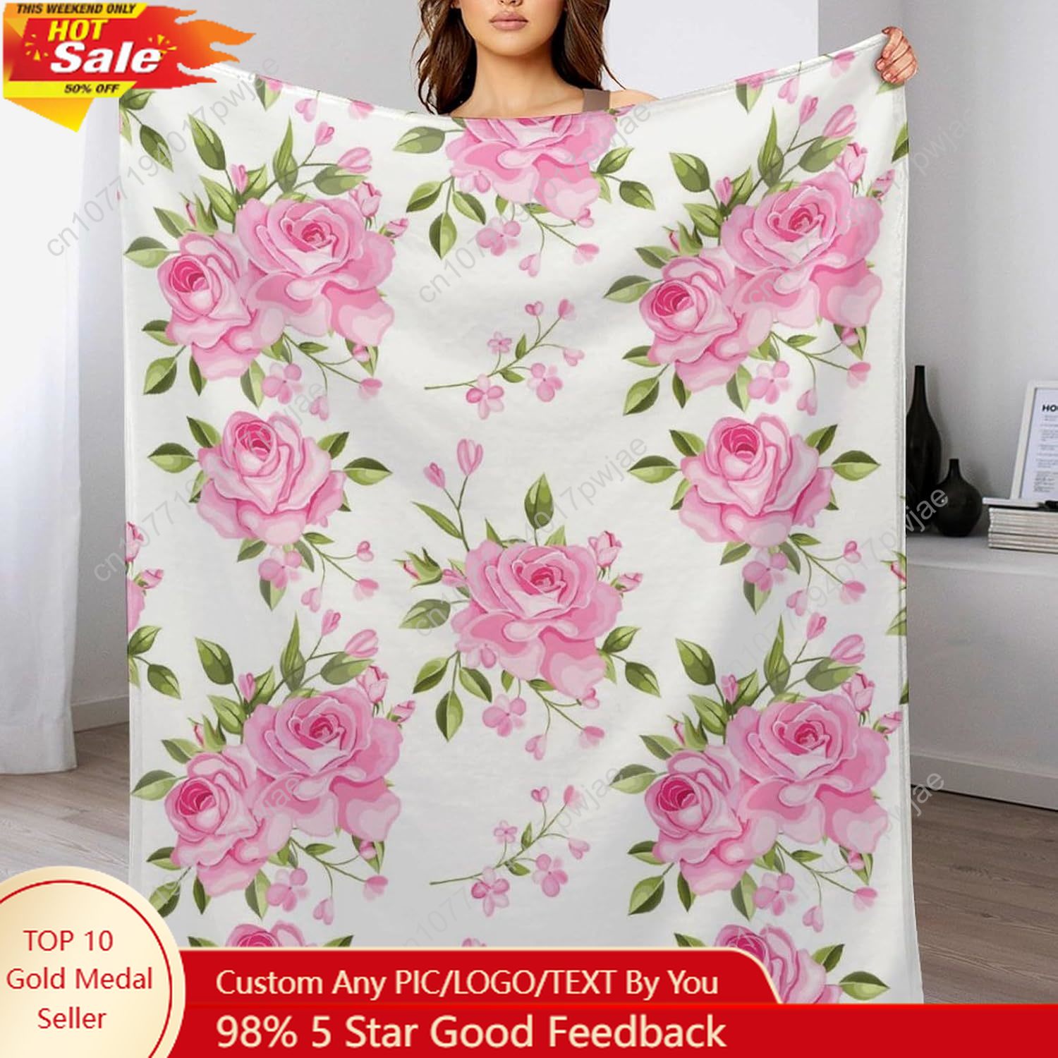 Rosa Blumen-Überwurfdecke, Blu – Home Textiles And Decor Bewertung und Preis