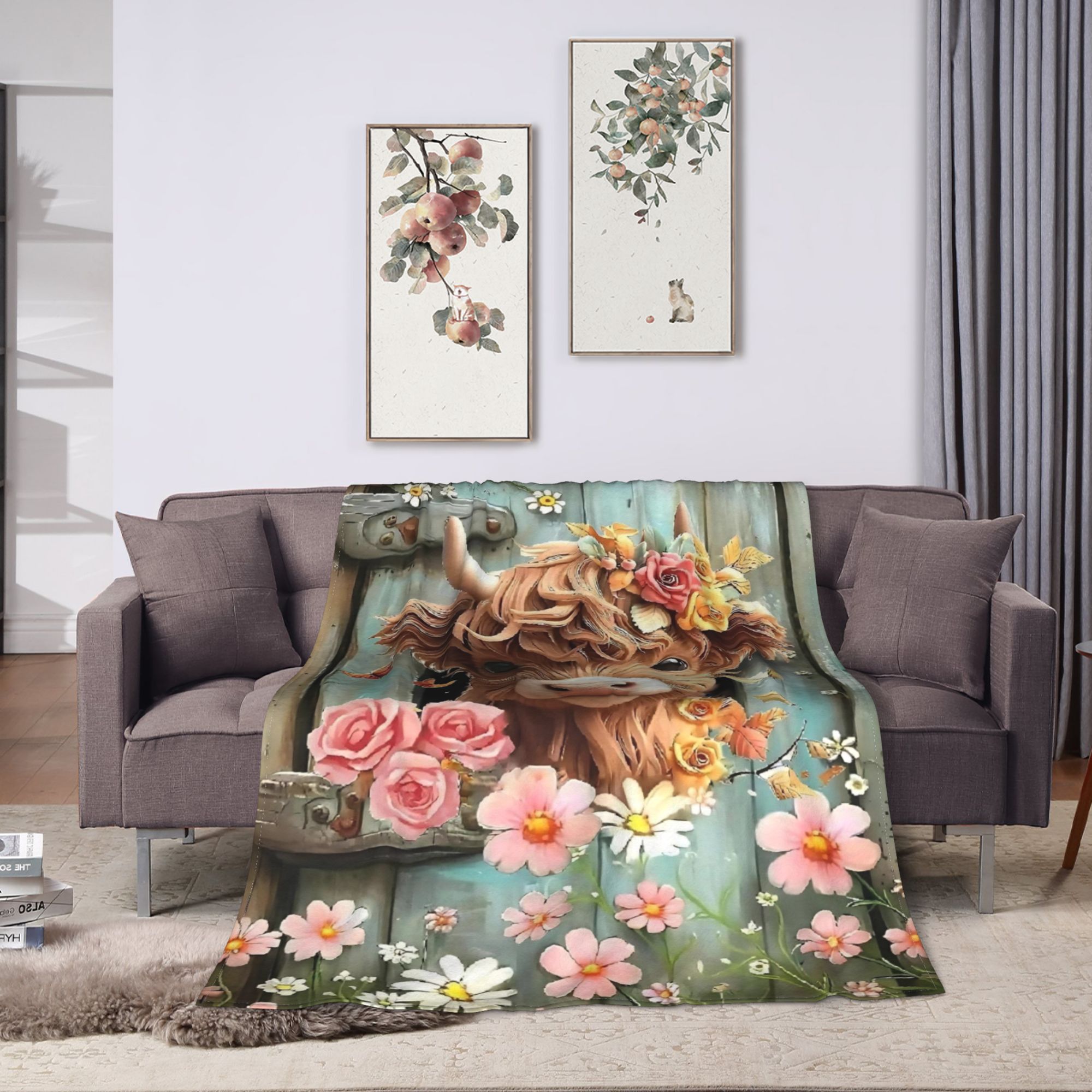Highland Cow Boho Floral Blank – Highland Home Textiles Bewertung und Preis