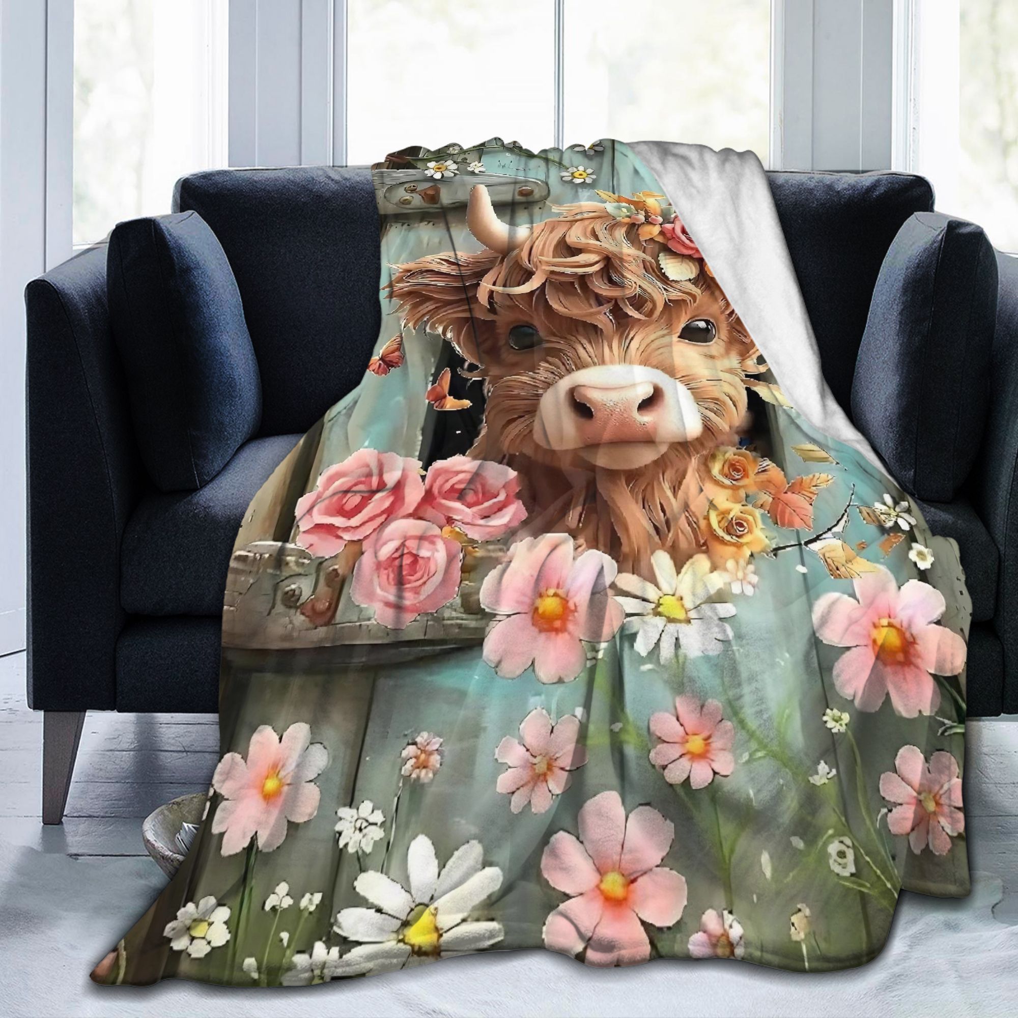 Highland Cow Boho Floral Blank – Highland Home Textiles Bewertung und Preis
